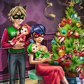 Игра Леди Баг с детьми празднует Новый Год