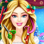 Игра Новогодняя причёска Барби