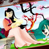 Игра Раскрась рисунок с Мулан