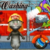 Игра Кот Том: Моет пожарную машину