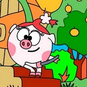 Игра Раскраска Смешарики: Копатыч и Нюша на огороде